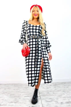Thats My Opinion - Black White Polka Dot Midi Dress -Deals Modashka Store That sMyOpinion BlackWhitePolkaDotMidiDress 4