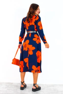 Thats My Opinion - Navy Orange Floral Midi Dress 12 Thats My Opinion - Navy Orange Floral Midi Dress -Deals Modashka Store That sMyOpinion NavyOrangeFloralMidiDress 1
