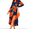Thats My Opinion - Navy Orange Floral Midi Dress -Deals Modashka Store That sMyOpinion NavyOrangeFloralMidiDress 3