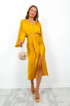 Thats Showbiz Baby - Yellow Draped Midi Dress -Deals Modashka Store That sShowbizBaby YellowDrapedMidiDress2