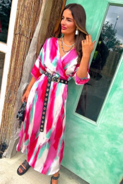 The Finer Things In Life - Cream Pink Print Midi Dress