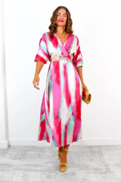 The Finer Things In Life - Cream Pink Print Midi Dress -Deals Modashka Store TheFinerThingsInLife CreamPinkPrintMidiDress 2