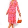 The Pleat Goes On - Pink Orange Animal Print Pleated Midi Dress -Deals Modashka Store ThePleatGoesOn PinkOrangeAnimalPrintPleatedMidiDress 2
