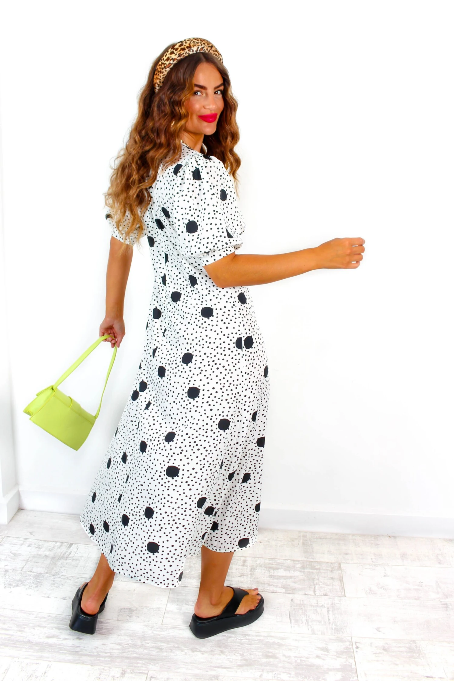 Thinking Of You - White Black Polka Dot Midi Dress 6 Thinking Of You - White Black Polka Dot Midi Dress - Image 4