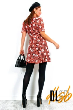 Tied Up - Orange Floral Mini Wrap Dress 10 Tied Up - Orange Floral Mini Wrap Dress -Deals Modashka Store TiedUp OrangeFloralMiniWrapDress4