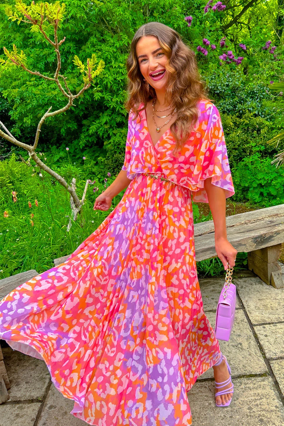 Timeless - Fuchsia Orange Leopard Print Maxi Dress 6 Timeless - Fuchsia Orange Leopard Print Maxi Dress - Image 4