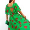Timeless - Green Red Printed Pleated Maxi Dress 1 Timeless - Green Red Printed Pleated Maxi Dress -Deals Modashka Store Timeless GreenRedPrintedPleatedMaxiDress3