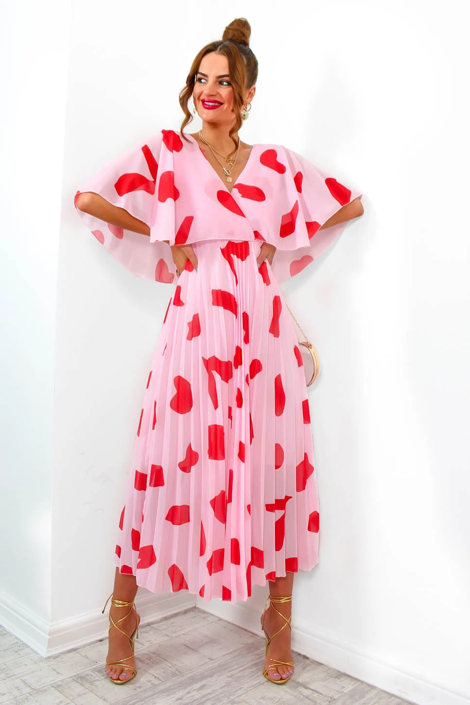 Timeless - Red Pink Pleated Maxi Dress 3 Timeless - Red Pink Pleated Maxi Dress