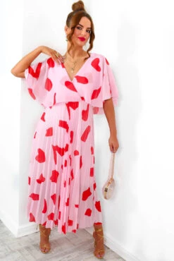 Timeless - Red Pink Pleated Maxi Dress 18 Timeless - Red Pink Pleated Maxi Dress -Deals Modashka Store Timeless RedPinkPleatedMaxiDress 3