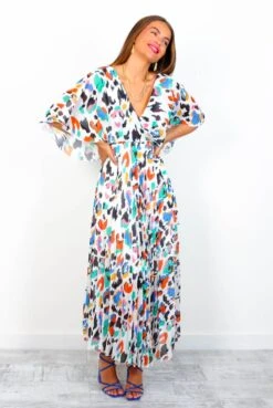 Timeless - White Multi Animal Print Pleated Midi Dress -Deals Modashka Store Timeless WhiteMultiAnimalPrintPleatedMidiDress 5