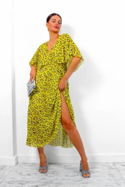 Timeless - Yellow Purple Leopard Pleated Maxi Dress -Deals Modashka Store Timeless YellowPurpleLeopardPleatedMaxiDress 5
