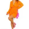 Too Sweet - Orange Plisse Frill Mini Dress -Deals Modashka Store TooSweet OrangePlisseFrillMiniDress5