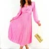 Twist Of Fate - Pink Twist Front Pleated Midi Dress -Deals Modashka Store TwistOfFate PinkTwistFrontPleatedMidiDress 5
