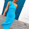 Upgrade You - Turquoise Multi Spot One Shoulder Maxi Dress -Deals Modashka Store Upgrade You Turquoise Multi Spot One Shoulder Maxi Dress 3