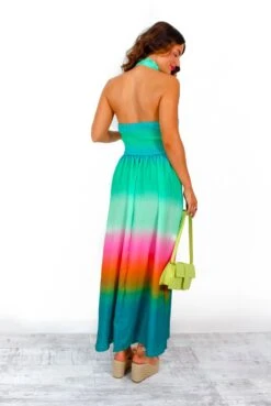 Want Hue Back - Green Pink Ombre Halter Neck Maxi Dress 10 Want Hue Back - Green Pink Ombre Halter Neck Maxi Dress -Deals Modashka Store WantHueBack GreenPinkOmbreHalterNeckMaxiDress 3