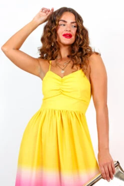 Want Hue Back - Yellow Pink Ombre Maxi Dress -Deals Modashka Store WantHueBack YellowPinkOmbreHalterNeckMaxiDress 6