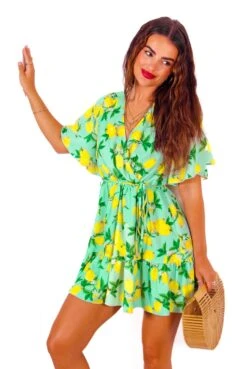 What A Hottie - Green Lemon Print Mini Dress -Deals Modashka Store WhatAHottie GreenLemonPrintMiniDress 6