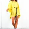 Winging It - Yellow Tie Waist Batwing Mini Dress -Deals Modashka Store WingingIt YellowTieWaistBatwingMiniDress 3