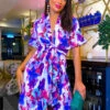 Wrapped With Love - Blue Purple Floral Midi Wrap Dress -Deals Modashka Store Wrapped With Love Blue Purple Floral Midi Wrap Dress