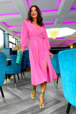 Yours To Keep - Candy Pink Midi Dress