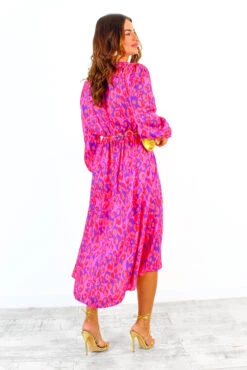 Yours To Keep - Pink Purple Leopard Midi Dress -Deals Modashka Store YoursToKeep PinkPurpleLeopardMidiDress7 4