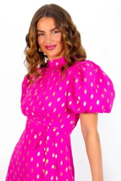 Got The Flower - Fuchsia Gold Foil Spot Midi Dress -Deals Modashka Store image 0a933da4 1140 4761 ba40 0ad5d4519fde